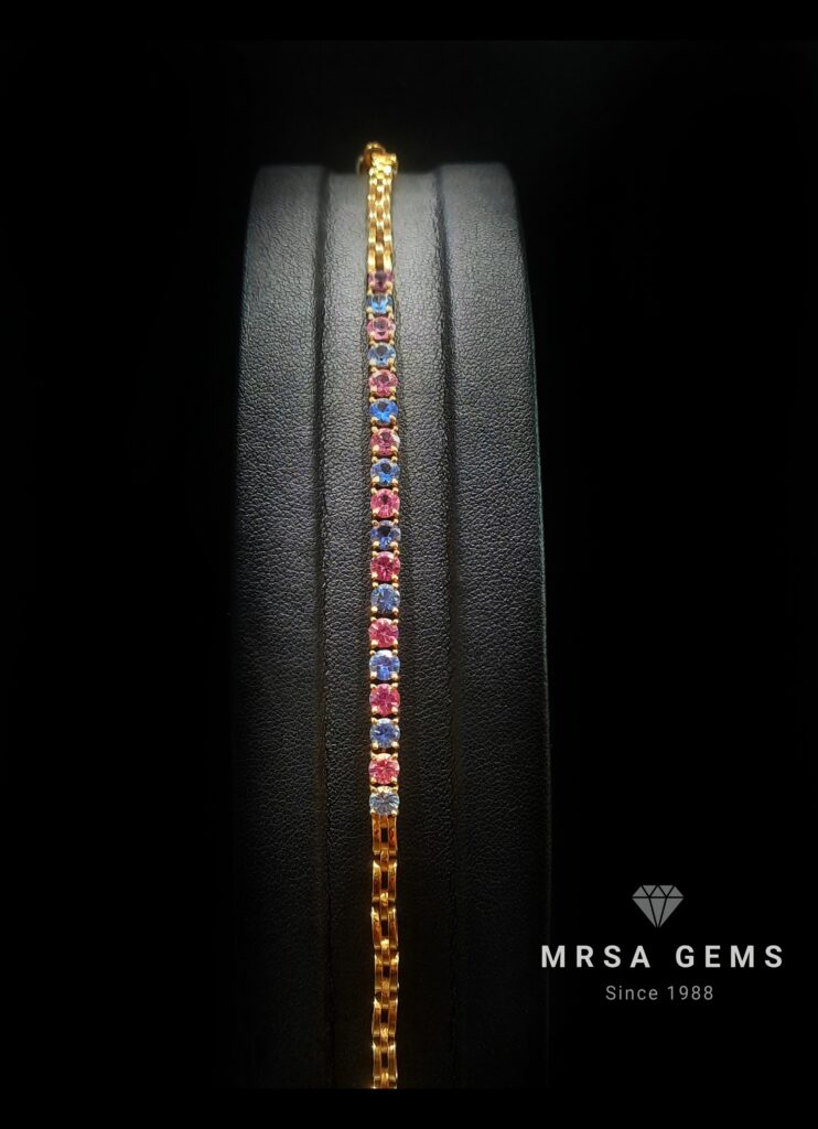 Blue and pink sapphire bracelet (18k)